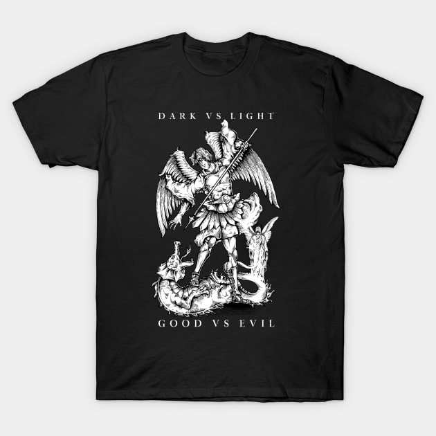 dark versus light evil versus good angel vs dragon T-Shirt by ZenCloak